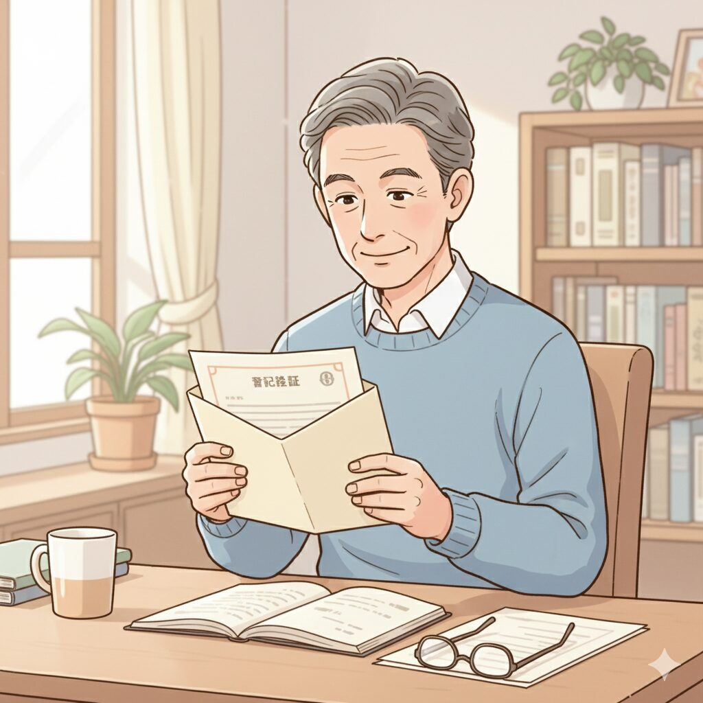 書類を見る男性のイラスト