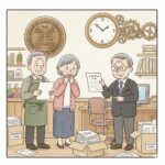 時間の経過に戸惑う夫婦のイラスト