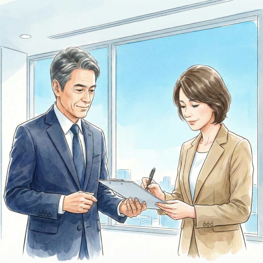 打合わせ中のイラスト